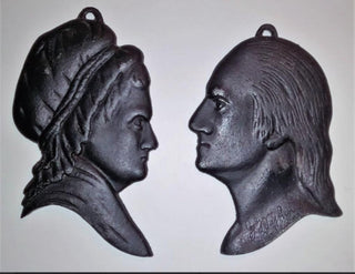 Vintage Virginia Metalcrafters Washington Silhouette plaque pair cast Iron #63 VV MTS