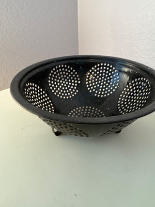 Vintage MCM black straining bowl RCD