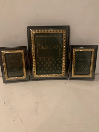 Vntg Black Gold triple frame MTS