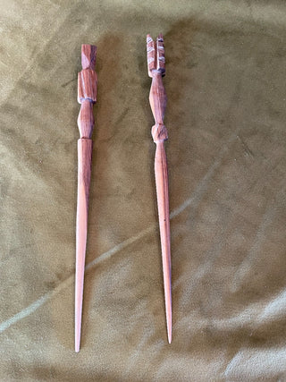 Hand Carved Wooden Hair Picks (set 2)|49750