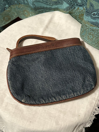 Denim Embroidered zipper pouch. #SM. RCD|73658