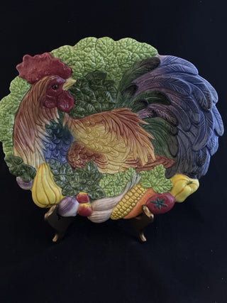 Fitz & Floyd vintage rooster platter RCD