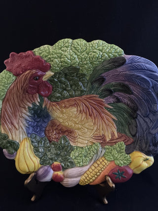Fitz & Floyd vintage rooster platter RCD