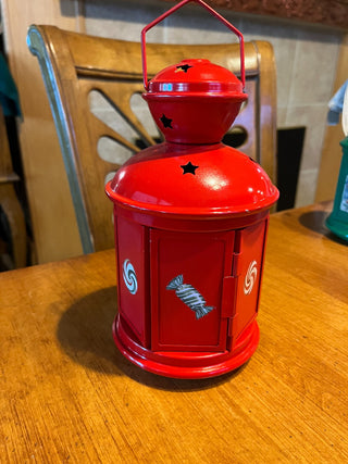 Custom Red Painted Candy Metal/Glass Lantern Decor RSV|123800