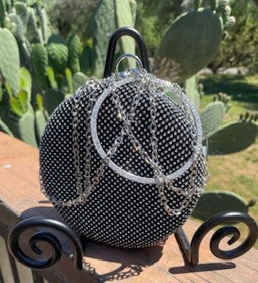 Ebony Rhinestone Round Clutch RCD|73183