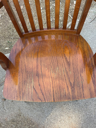 12F Vintage Spring Loaded Wood Bankers Desk Chair MTS|84086