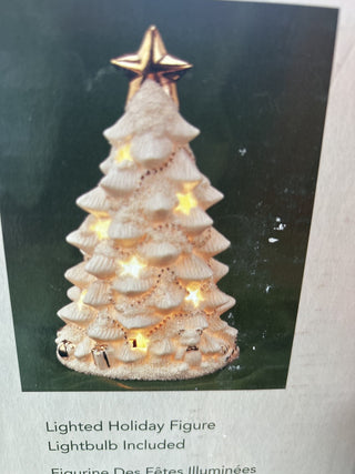 "JCPENNEY HOME COLLECTION PORCELAIN CHRISTMAS TREE NIGHT LIGHT" Gold Beautiful-RSV|122245