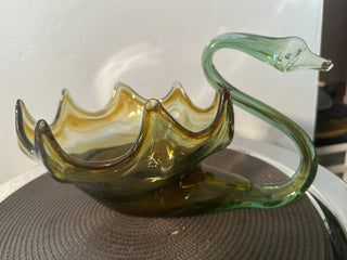 Swan Clear Green Hand-blown Glass Large MTS|76348