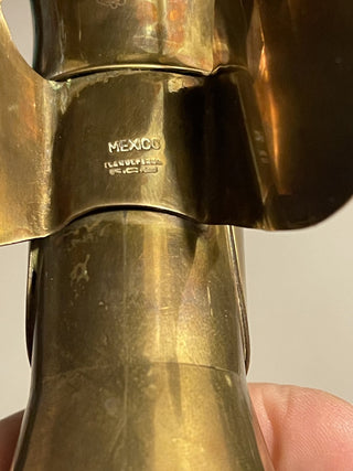 9" Vtg Brass Angel Candle Holder, Mexico--SP MTS