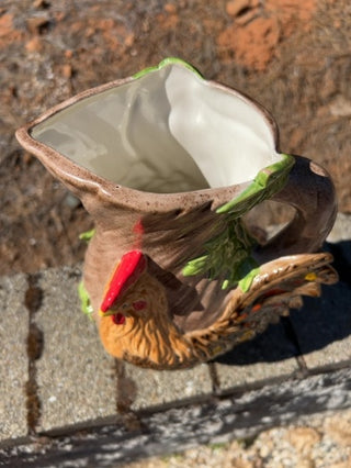 JP 11.5” vintage ceramic rooster water pitcher