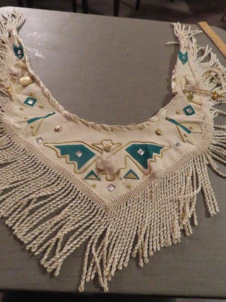 White leather fringed collar by Deborah Sheidler RCD
