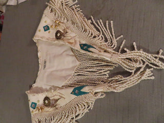 White leather fringed collar by Deborah Sheidler RCD