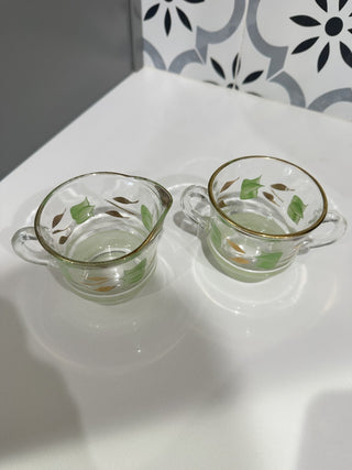 Barlett Collins Hand Painted Glass Creamer & Sugar Bowl MTS|91972