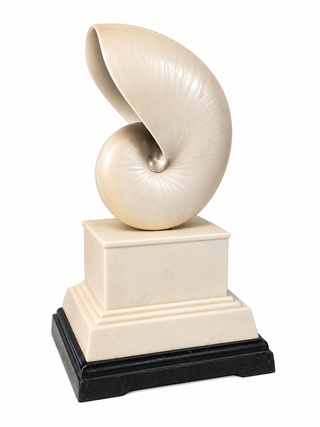 MG vintage polished Chambered Nautilus shell sculpture on stand