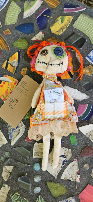 Journal Junction Jenny No. 004-Hazel Handmade Art Dolll w/Mini Journal OOAK Cloth Doll