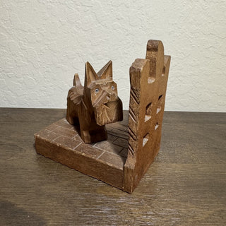 Vtg Carved Wood Scottie Dog Bookend RCD|87598