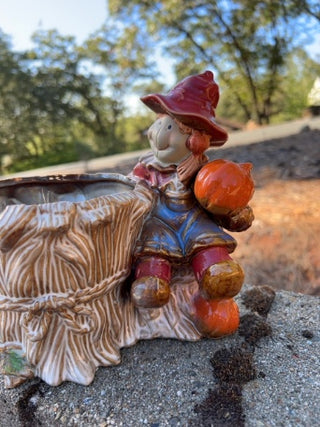 vintage ceramic scarecrow planter