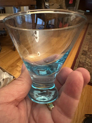 Aqua Footed Martini Cocktail Glass Set (2) MTS -K|56706