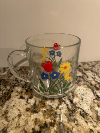 Glass Floral Mugs, Set of 2     MTS