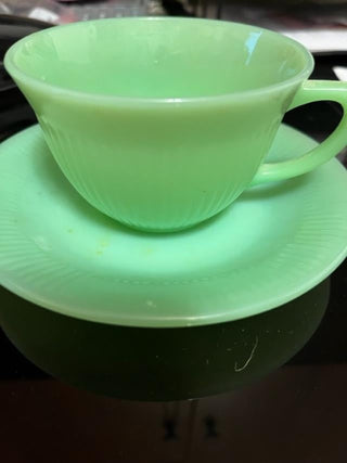 #545 FireKing Jadeite Cup & Saucer NIS