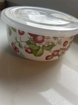 New GRACE Pantry Porcelain Strawberry Small Bowl & Lid-RSV