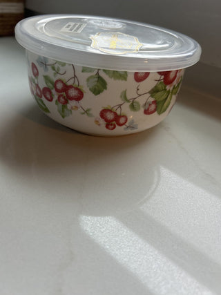 New GRACE Pantry Porcelain Strawberry Small Bowl & Lid-RSV