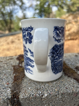 #2 Blue Transfer Ware Outdoor Scene Morning Glory Border EIT England Mug GCC RSV|114024