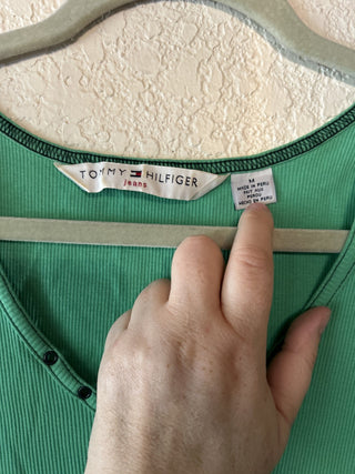 12F Y2K Tommy Hilfiger Jeans Green Tank Size M MTS|65094