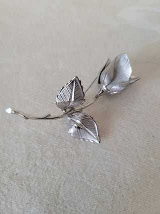 Vintage Giovanni Silver Tone Rose Pin Brooch RCD|103630
