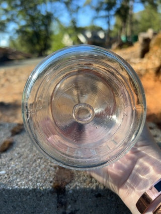 7.5” vintage clear glass Ball Ideal Mason Jar featuring a 1908 patent date