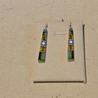 .925 inlaid  mosaic dangle earrings