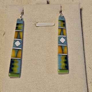.925 inlaid  mosaic dangle earrings