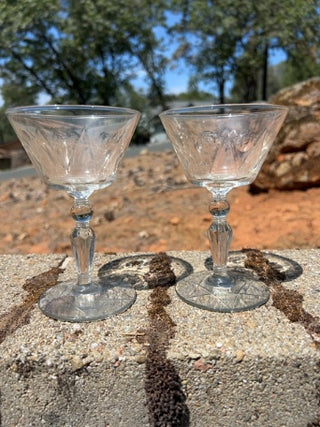 Set of 2 Vintage Libbey ROCK SHARPE Champagne/Tall Sherbet Glasses