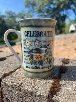Kent Pottery "Celebrate The Little Things" Chickadee Mug