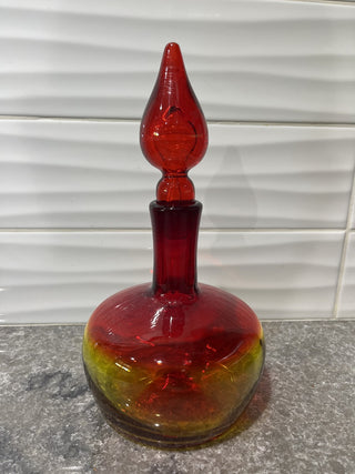 MCM Handblown Amberina Decanter, Flame Stopper RSV|66490