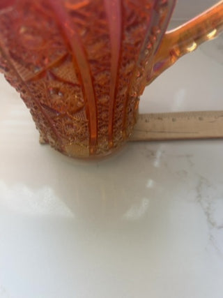 vintage Imperial Glass pitcher in the Marigold carnival glass