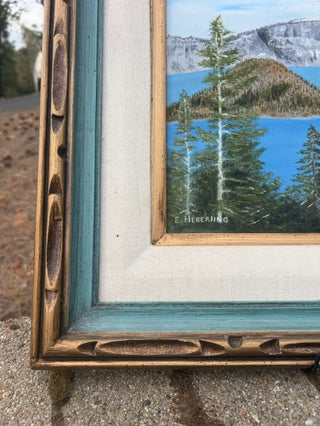 21” x 18.5” Crater Lake Oil Painting E. Heberling MTD