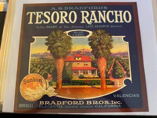 Tesoro Rancho Authentic Citrus Farm Crate Label EC109 MTS