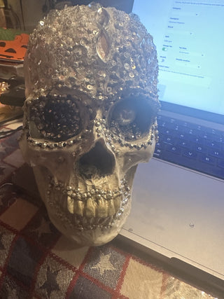 Sparkly Skull with Studs and Rhinestones and pearl eyeball #62 VV MTS|110505