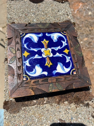 JP Mexican Talavera Tile and Wood Trivet