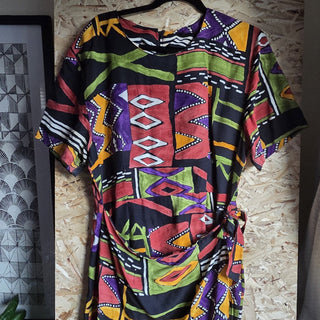 Women's - ViVi Multicolored Geometric Print Wrap Dress (BRI) - MTS