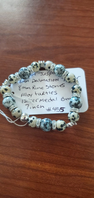 Bracelet #455 10mm jasper. Alloy turtles