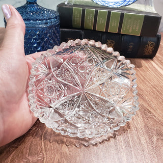 Antique Amer. Brilliant Cut Crystal Nut Trinket RSV
