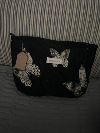 Black & Gold Butterfly Zipper Bag Large RSV