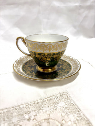 Hammersley & Co. Forest Green Gold Chintz Tea Cup & Saucer RSV|91535
