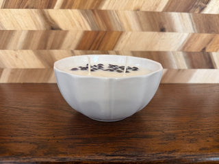HANDMADE UPCYCLED CANDLE SMALL WHITE BOWL W/AMETHYST STONES SCENT LAVENDER|107307