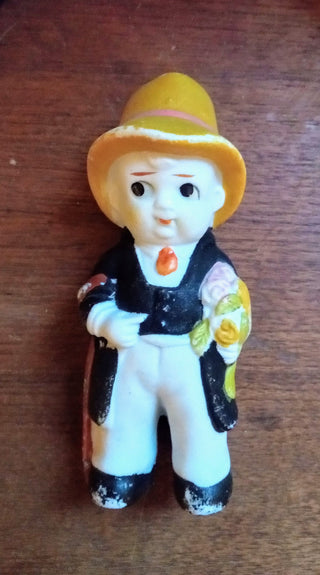 MW Vintage Porcelain Bisque Boy Yellow Hat MTS