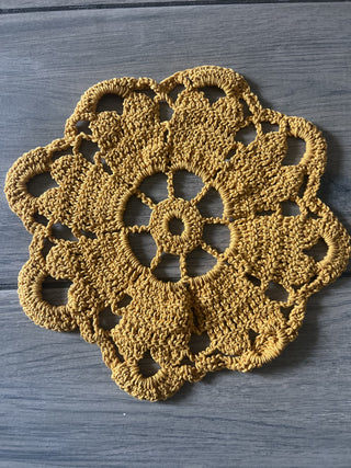 Crochet doily:  mustard flower|133330