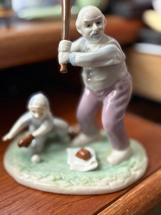 Vtg. (1992) Paul Sebastian "Strike out boy & Grandpa", handpainted porcelain