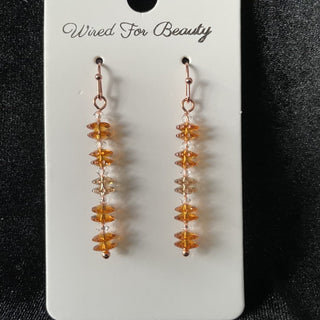 earrings, margarita beads amber & champagne RSV